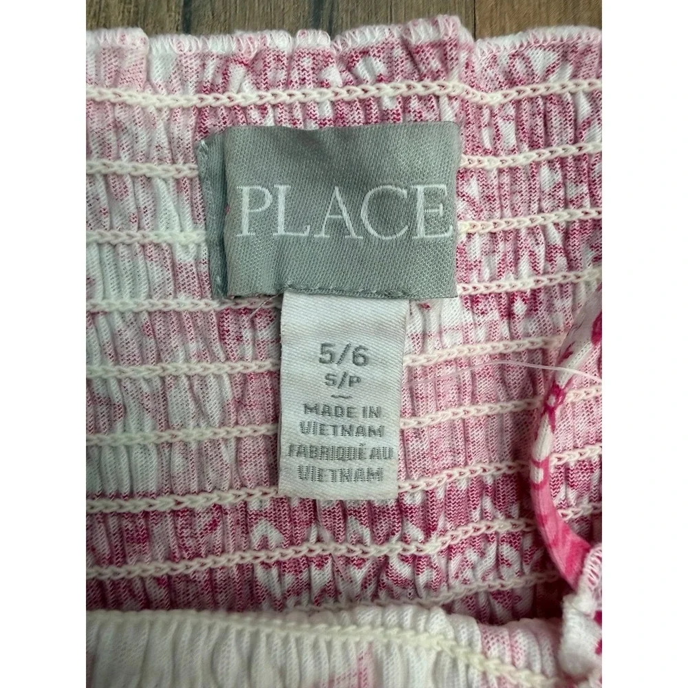 Girls Place Pink Floral Smocked Dress Off Shoulder Size 5/6 Summer - Picture 5 of 8